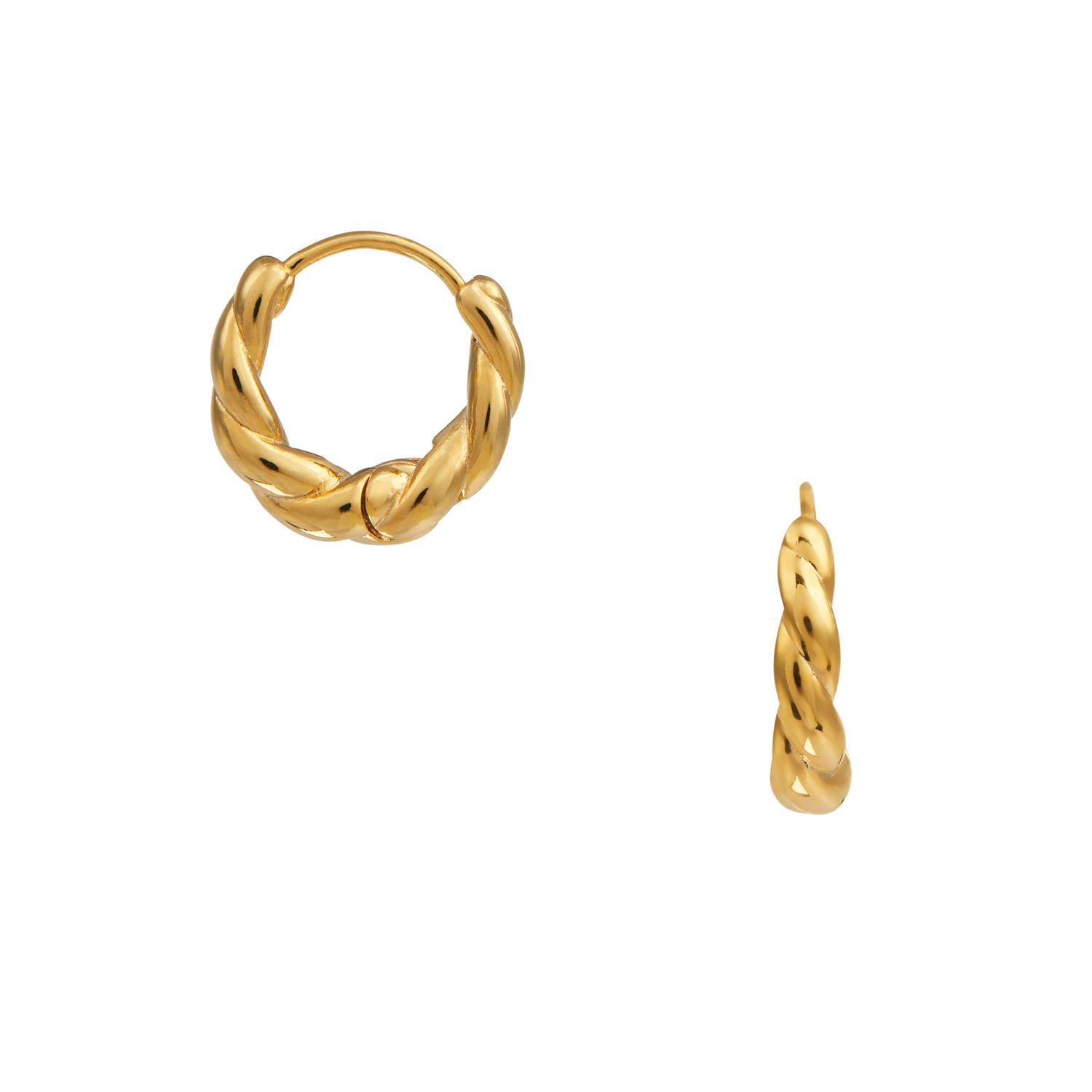 ORE28489 Rope Twist Huggie Hoop Earrings - Gold