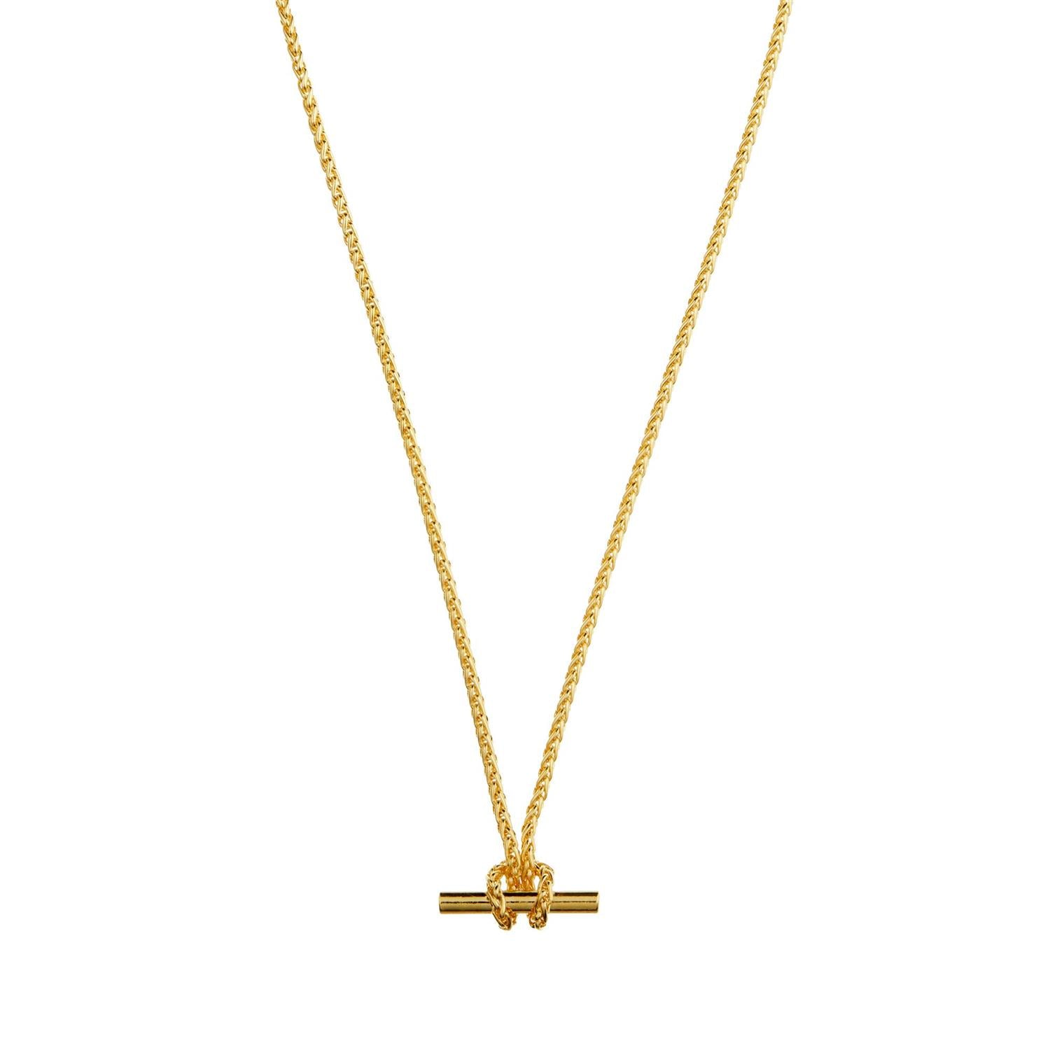 Ore28502 T-Bar Chain Knot Necklace - Gold
