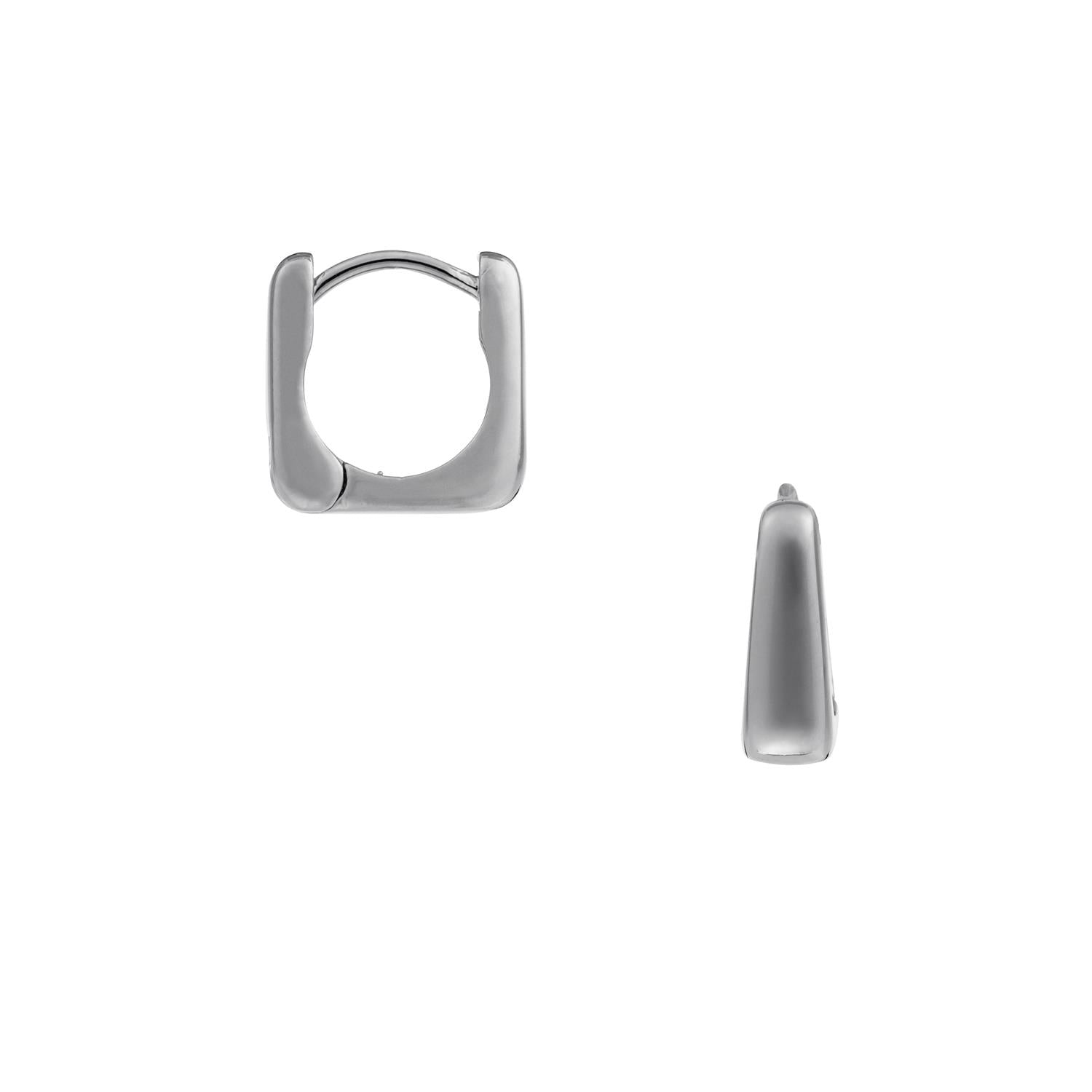 ORE28600 Tapered Square Huggie Hoop Earrings - Silver
